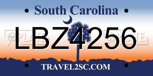 LBZ4256 South Carolina License Plate