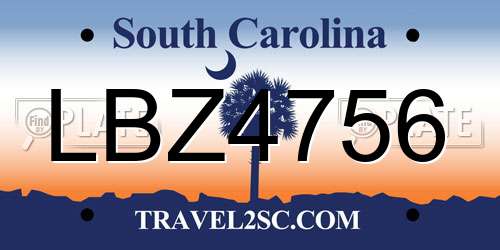 LBZ4756 South Carolina License Plate