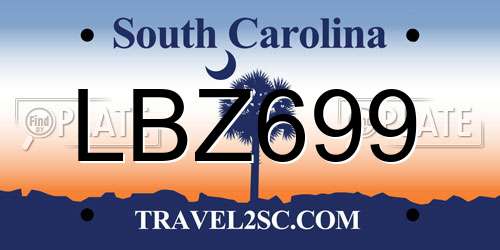 LBZ699 South Carolina License Plate