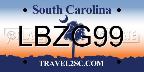 LBZG99 South Carolina License Plate