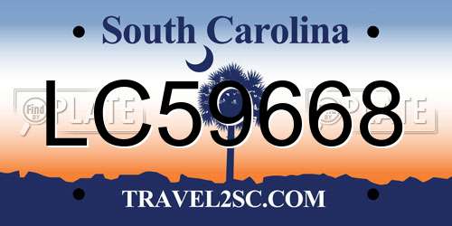 LC59668 South Carolina License Plate