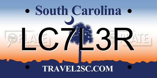 LC7L3R South Carolina License Plate
