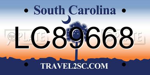LC89668 South Carolina License Plate