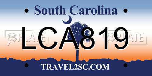 LCA819 South Carolina License Plate