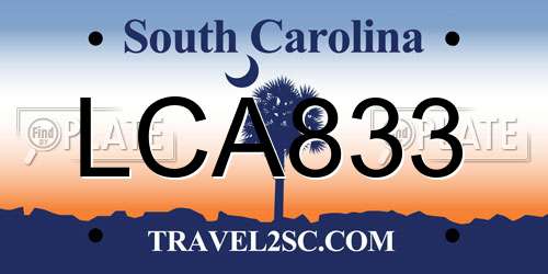 LCA833 South Carolina License Plate