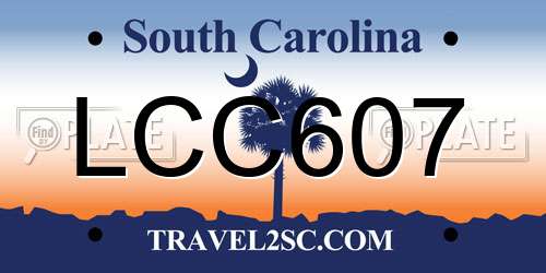 LCC607 South Carolina License Plate