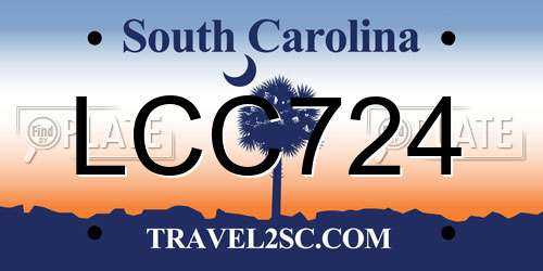 LCC724 South Carolina License Plate