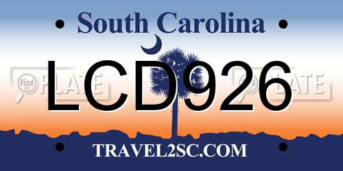 LCD926 South Carolina License Plate