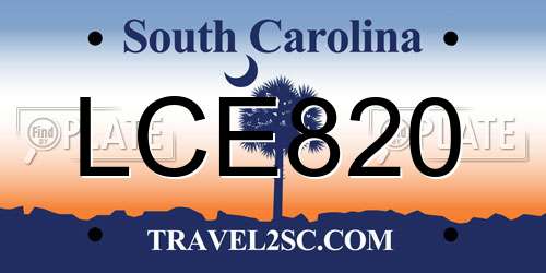 LCE820 South Carolina License Plate