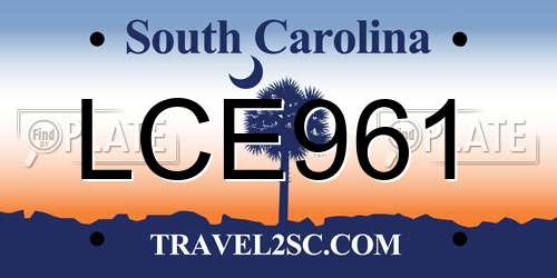 LCE961 South Carolina License Plate