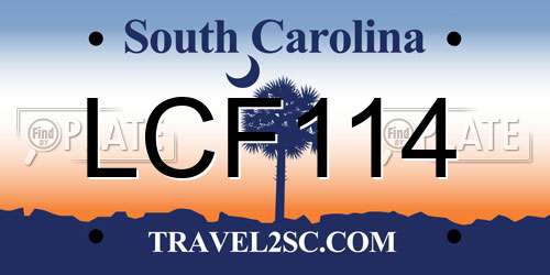 LCF114 South Carolina License Plate