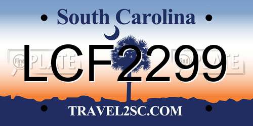 LCF2299 South Carolina License Plate