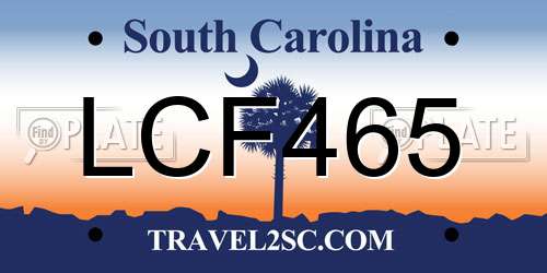 LCF465 South Carolina License Plate