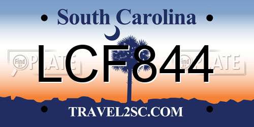 LCF844 South Carolina License Plate