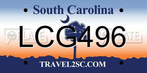 LCG496 South Carolina License Plate