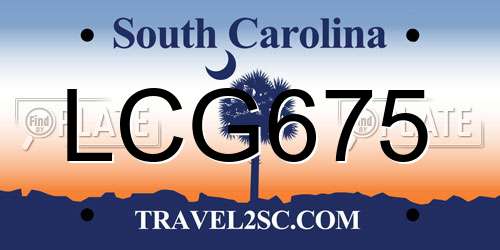LCG675 South Carolina License Plate