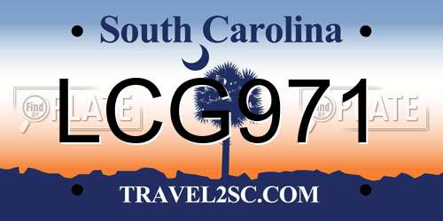 LCG971 South Carolina License Plate