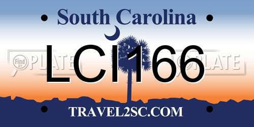 LCI166 South Carolina License Plate