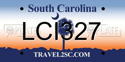 LCI327 South Carolina License Plate