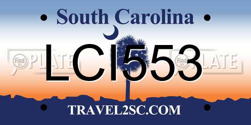 LCI553 South Carolina License Plate