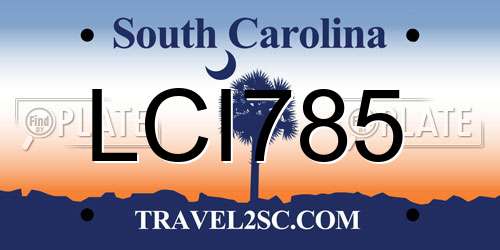 LCI785 South Carolina License Plate