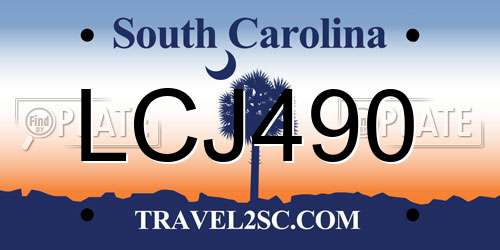 LCJ490 South Carolina License Plate