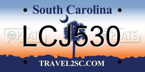LCJ530 South Carolina License Plate
