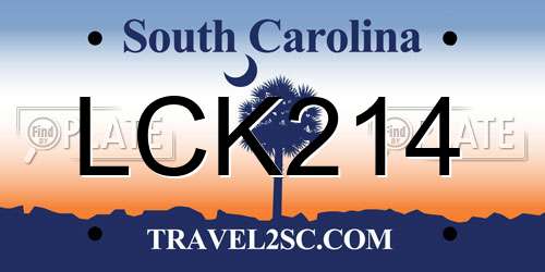 LCK214 South Carolina License Plate