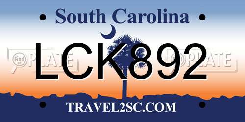 LCK892 South Carolina License Plate