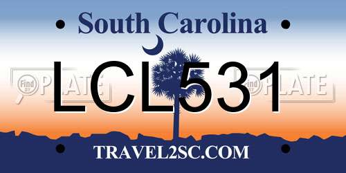 LCL531 South Carolina License Plate