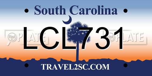 LCL731 South Carolina License Plate