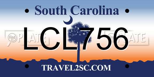 LCL756 South Carolina License Plate