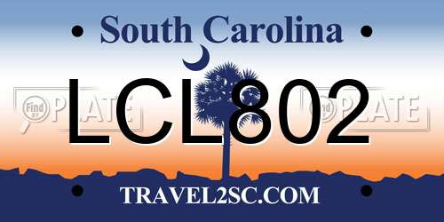 LCL802 South Carolina License Plate