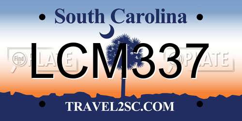 LCM337 South Carolina License Plate