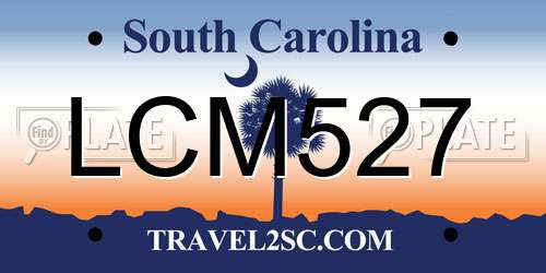 LCM527 South Carolina License Plate