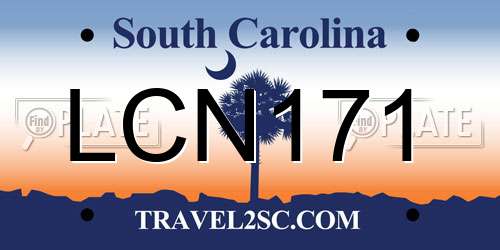 LCN171 South Carolina License Plate