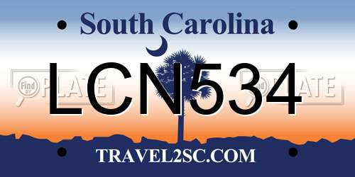 LCN534 South Carolina License Plate