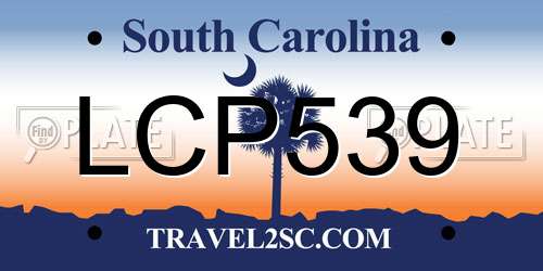 LCP539 South Carolina License Plate