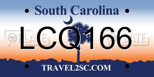 LCQ166 South Carolina License Plate