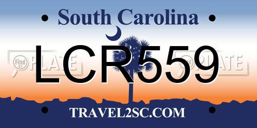 LCR559 South Carolina License Plate