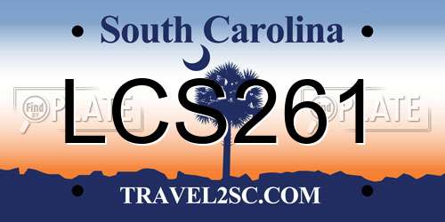 LCS261 South Carolina License Plate