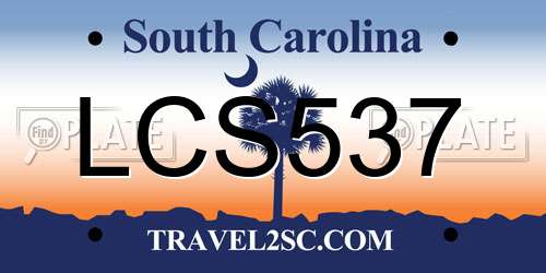 LCS537 South Carolina License Plate