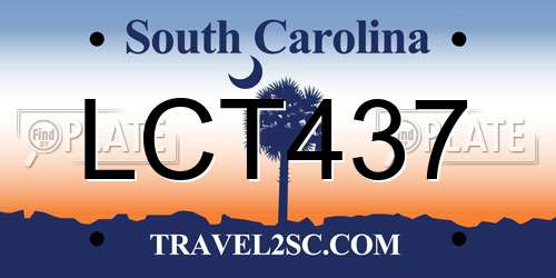 LCT437 South Carolina License Plate
