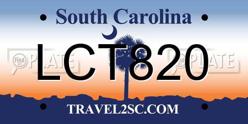 LCT820 South Carolina License Plate