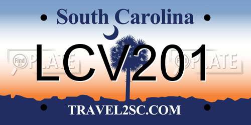 LCV201 South Carolina License Plate