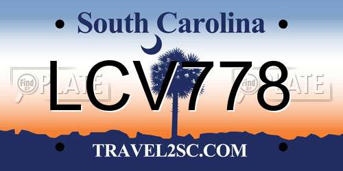 LCV778 South Carolina License Plate