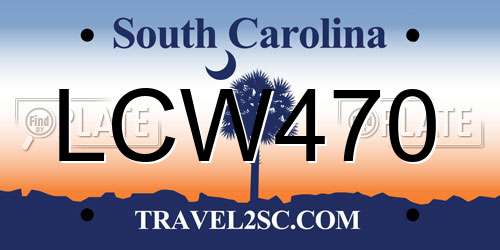 LCW470 South Carolina License Plate
