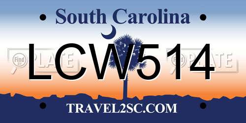 LCW514 South Carolina License Plate