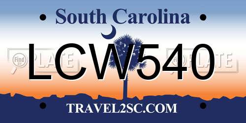 LCW540 South Carolina License Plate