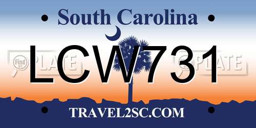 LCW731 South Carolina License Plate